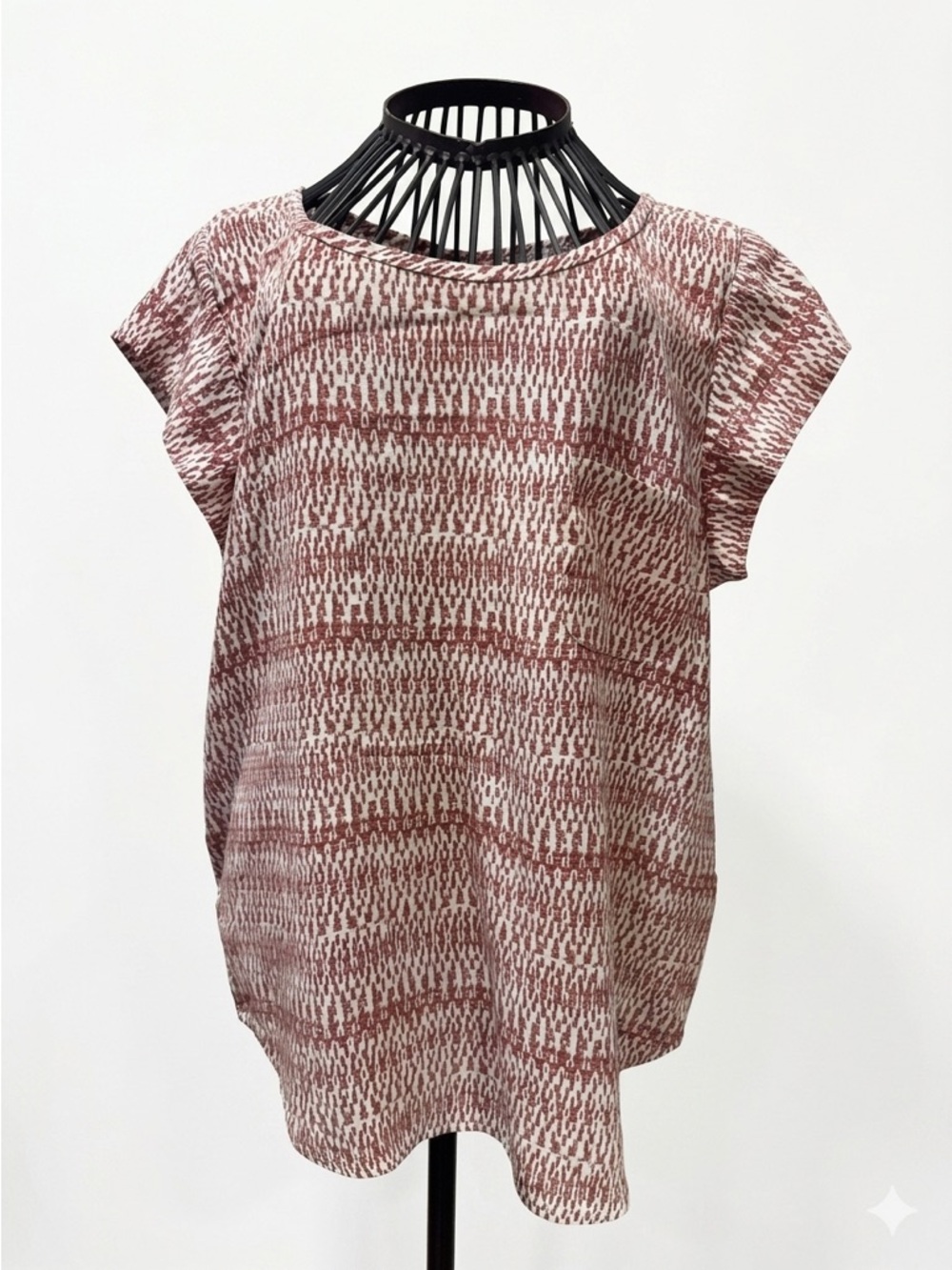 Joie - 100% Silk - Red White - Ikat Print - Short Sleeve - Blouse - Medium